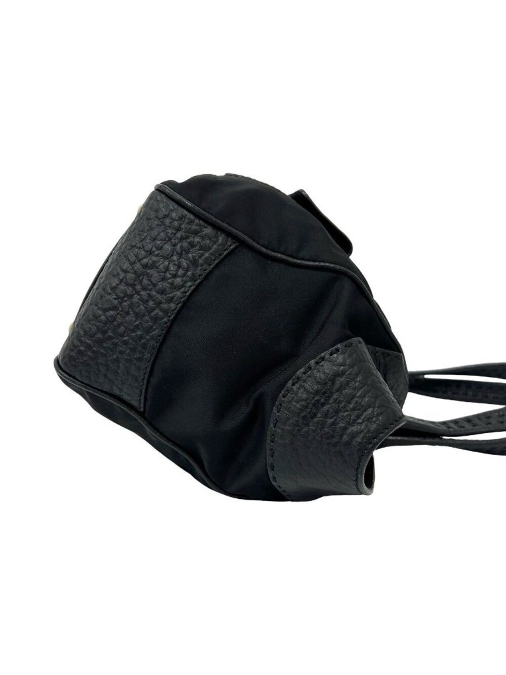 ★SOLD★ Prada Triangle Logo Leather Tessuto Tote Black - Picture 6 of 10